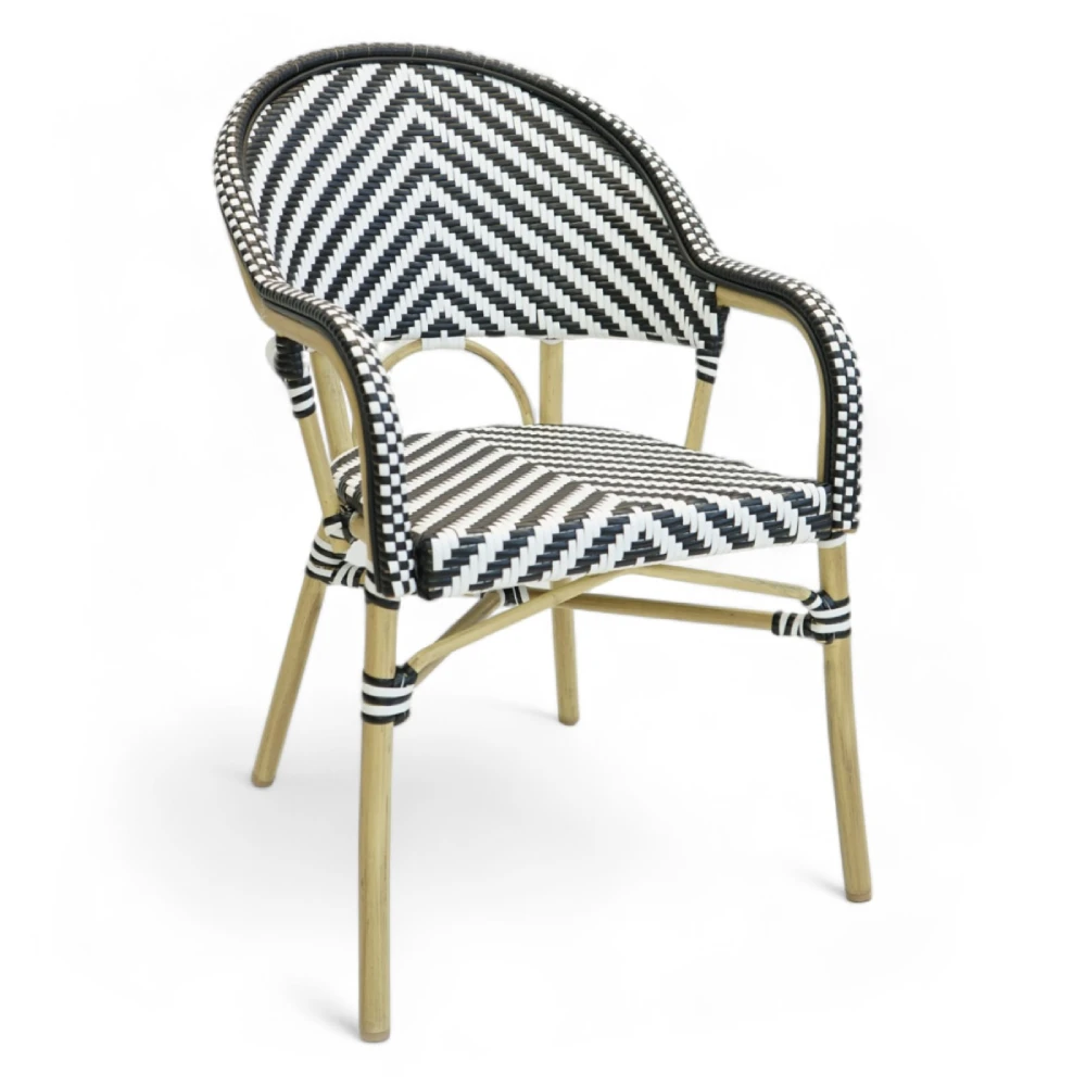 mobiliario-contract-sillon de aluminio imitacion cana tejido ratan